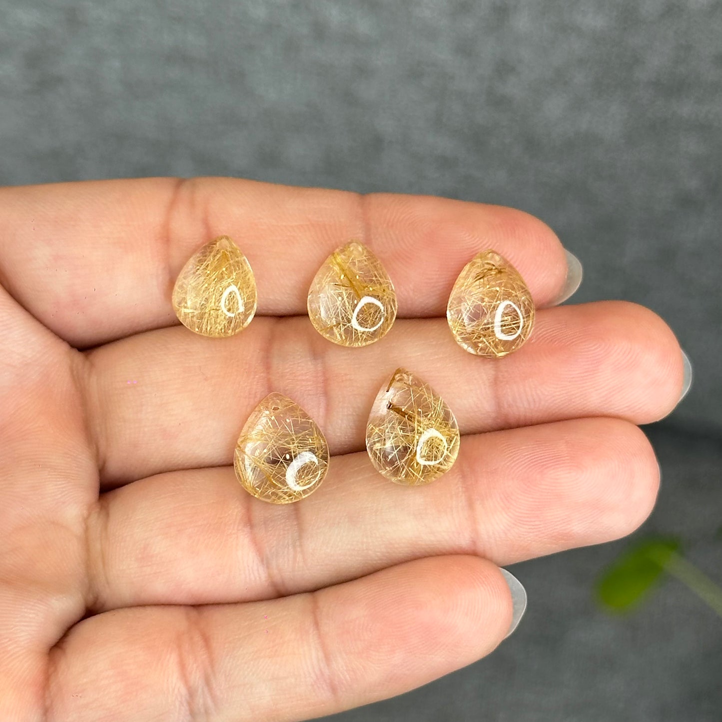 Pear Shape Natural Golden Rutilated Quartz Pendant/Charm