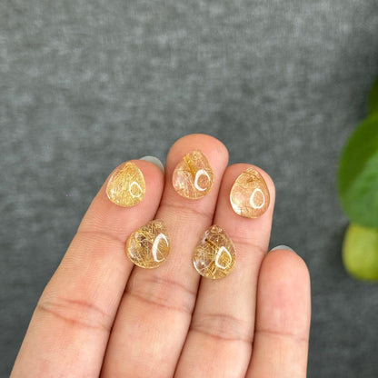 Pear Shape Natural Golden Rutilated Quartz Pendant/Charm