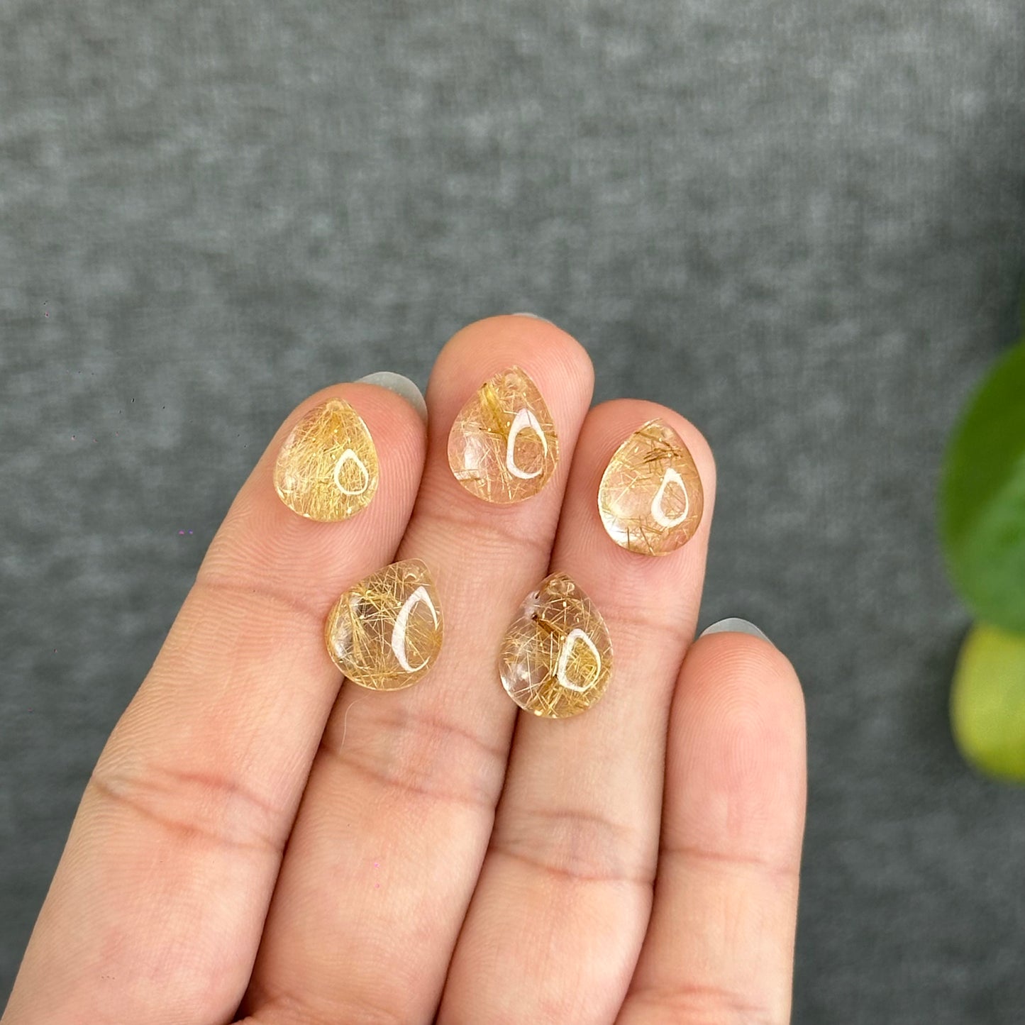 Pear Shape Natural Golden Rutilated Quartz Pendant/Charm