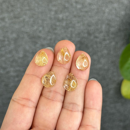 Pear Shape Natural Golden Rutilated Quartz Pendant/Charm