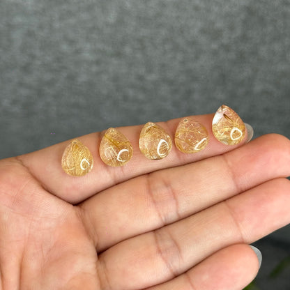 Pear Shape Natural Golden Rutilated Quartz Pendant/Charm