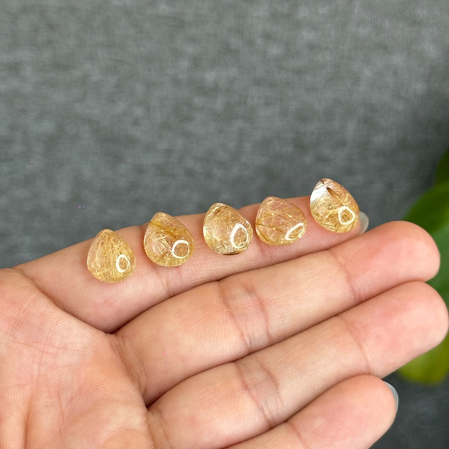Pear Shape Natural Golden Rutilated Quartz Pendant/Charm