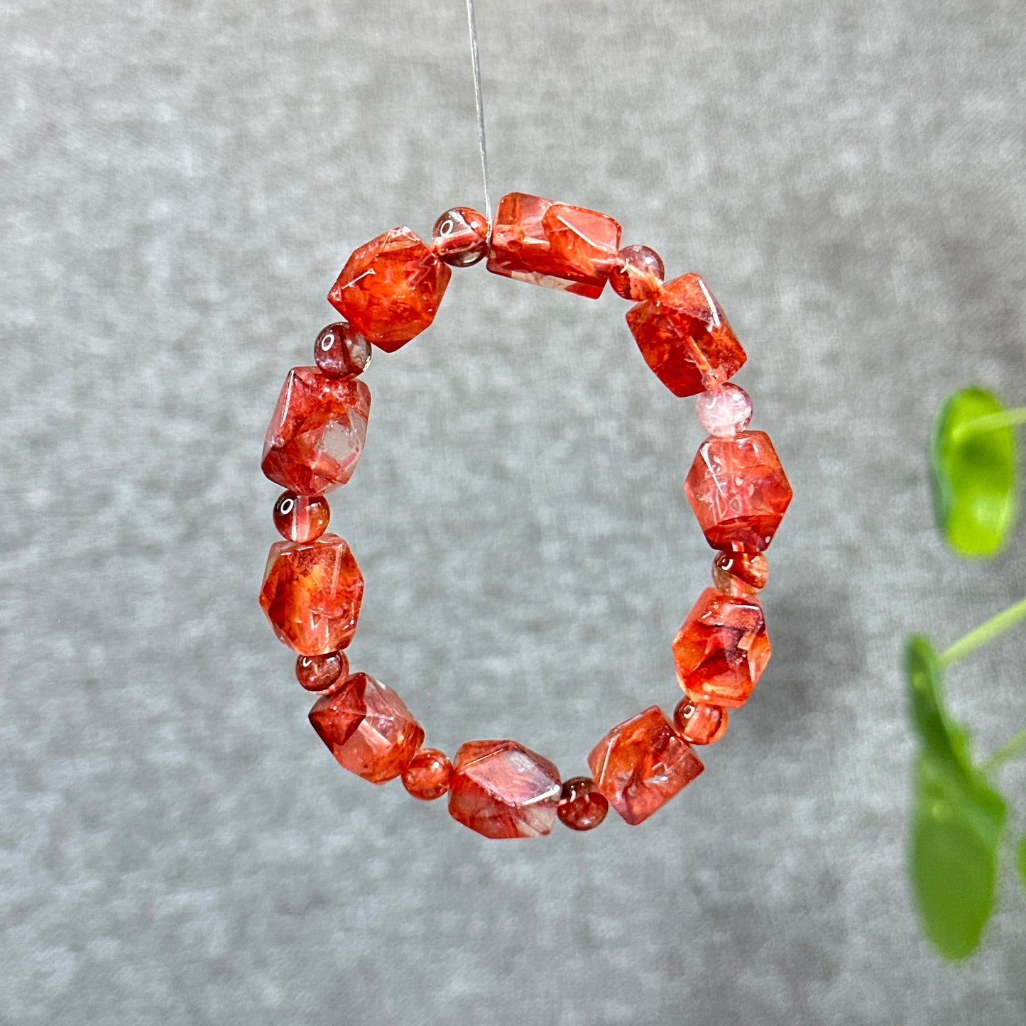 Fire Quartz High Quality Bracelet Hexagon Mix Bead 12 mm and 7 mm