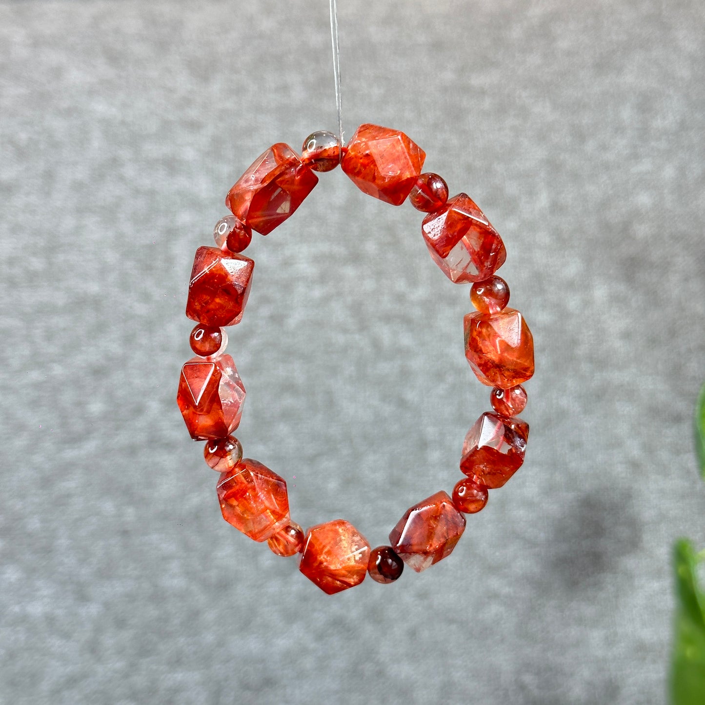 Fire Quartz High Quality Bracelet Hexagon Mix Bead 12 mm and 7 mm