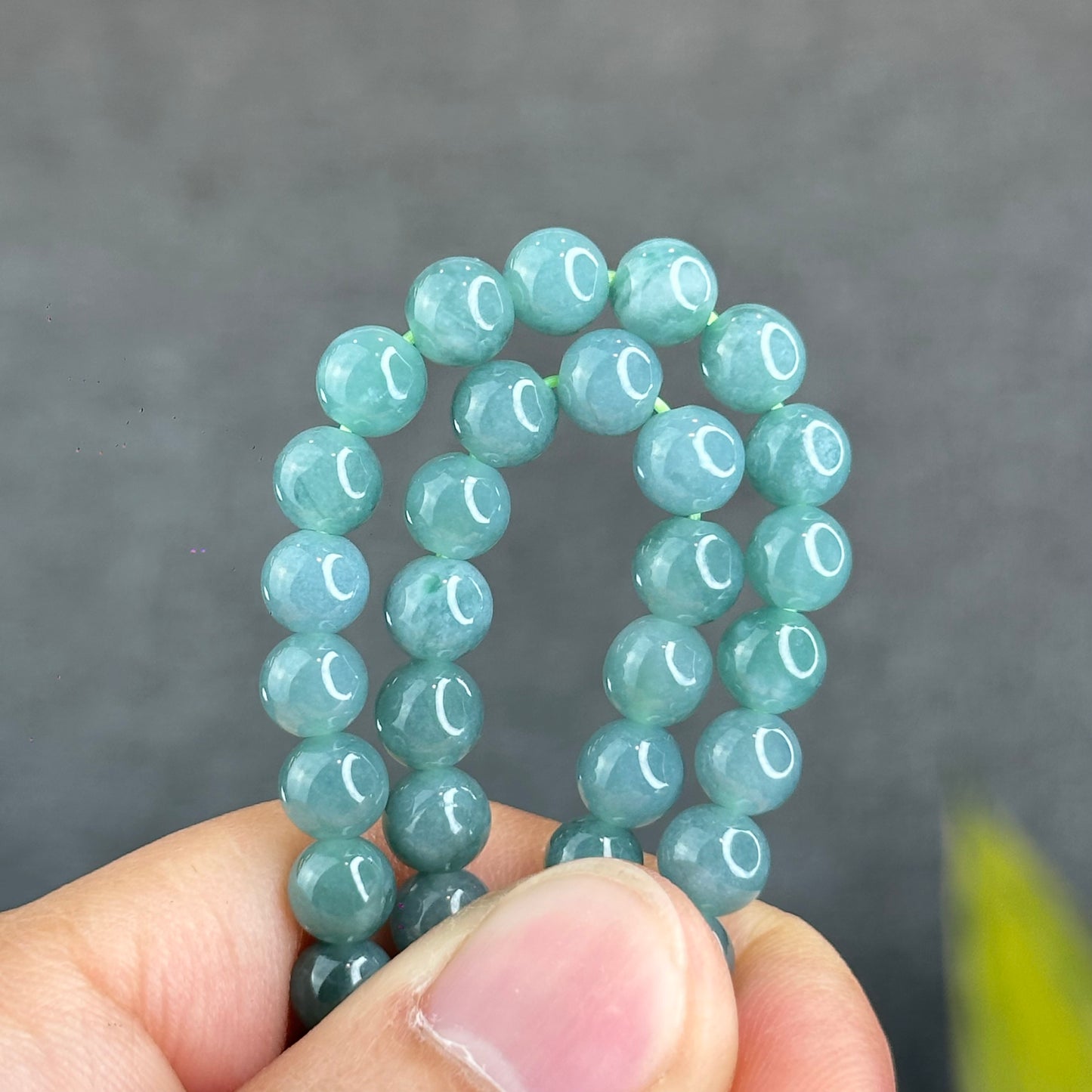 Natural Water Green Jadeite Jade Necklace mixed with Garnet and Flower Jadeite Jade Beads Size 6 mm