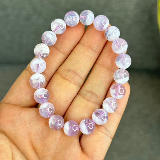 Natural Lavender Moon Quartz with White Inclusions Bracelet