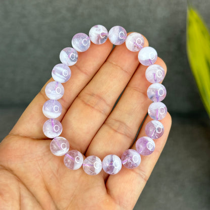 Natural Lavender Moon Quartz with White Inclusions Bracelet