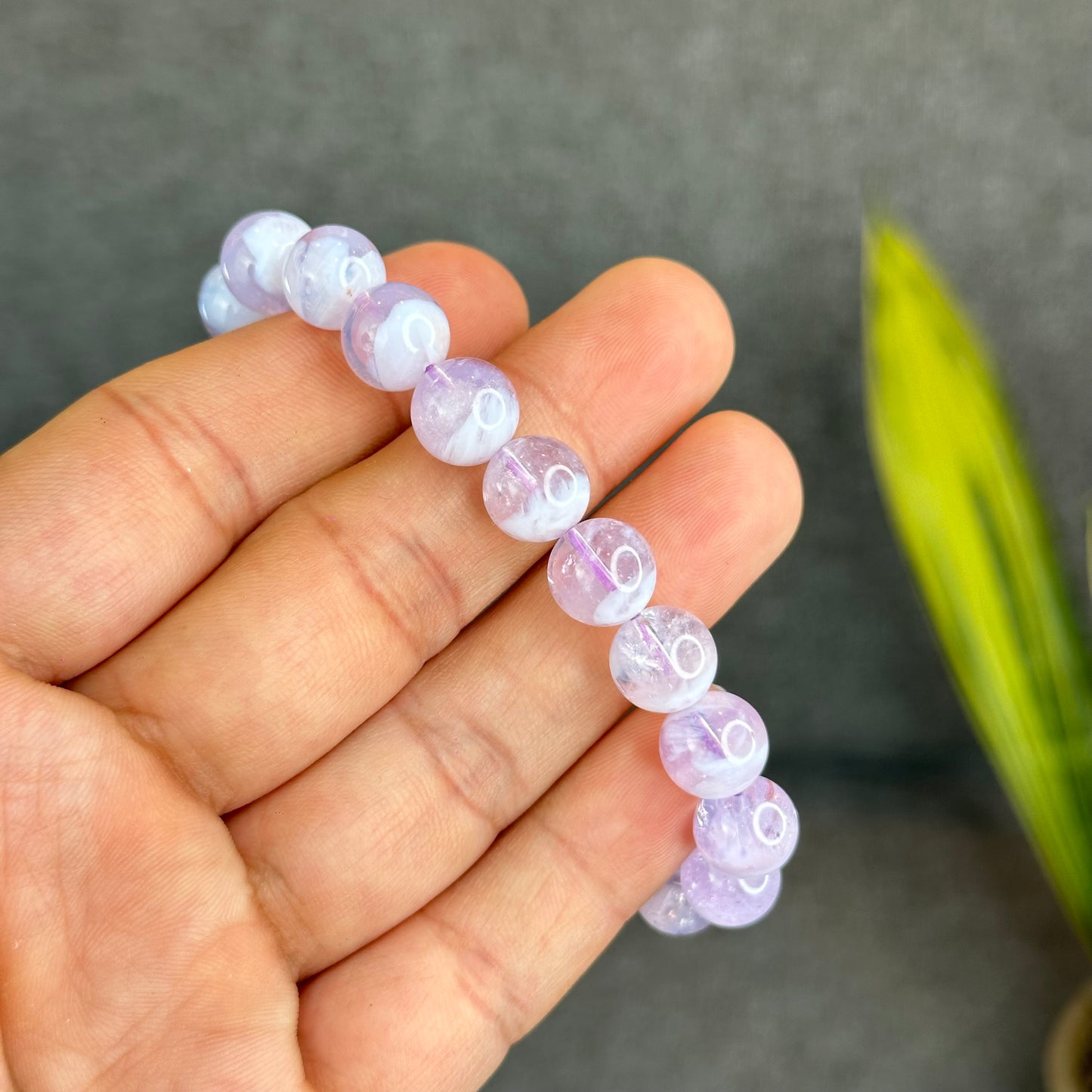 Natural Lavender Moon Quartz with White Inclusions Bracelet