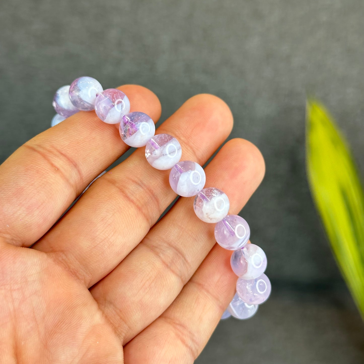 Natural Lavender Moon Quartz with White Inclusions Bracelet