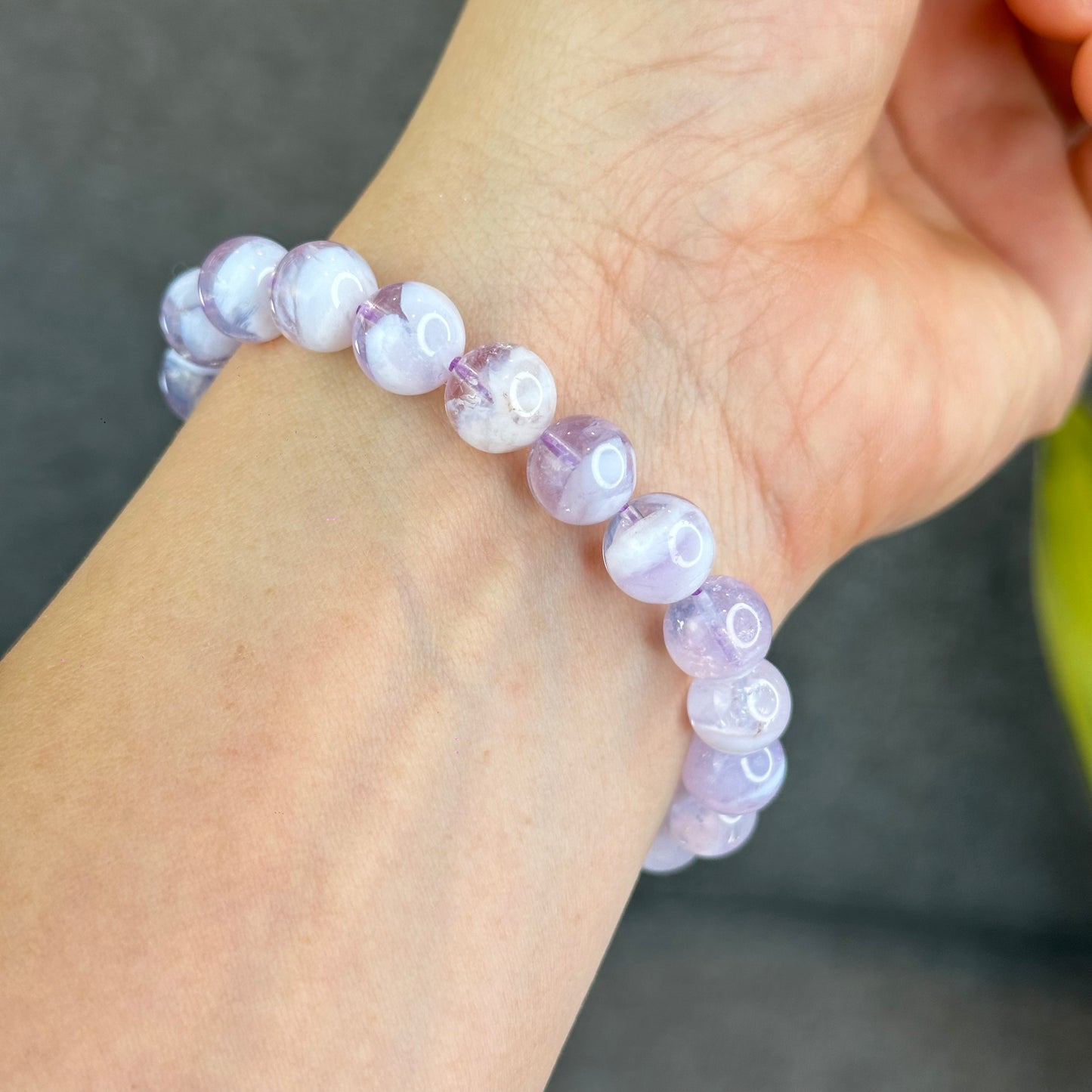 Natural Lavender Moon Quartz with White Inclusions Bracelet