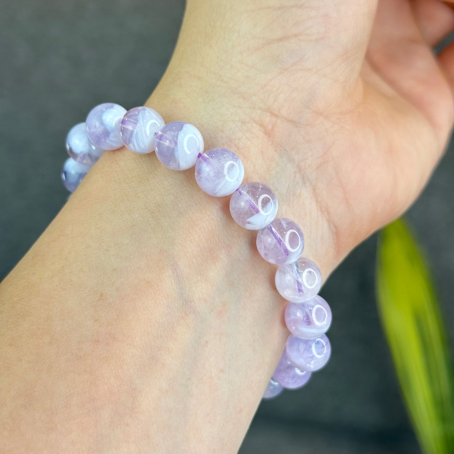 Natural Lavender Moon Quartz with White Inclusions Bracelet