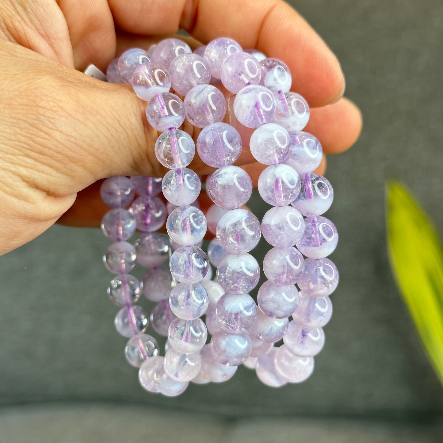 Natural Lavender Moon Quartz with White Inclusions Bracelet