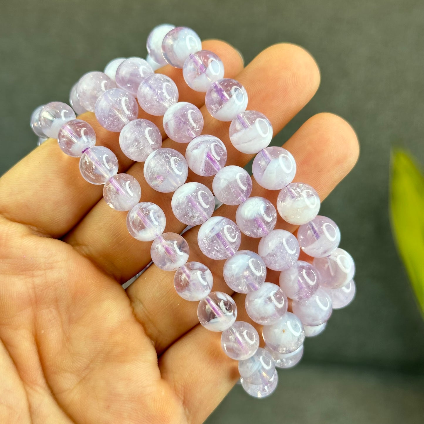 Natural Lavender Moon Quartz with White Inclusions Bracelet