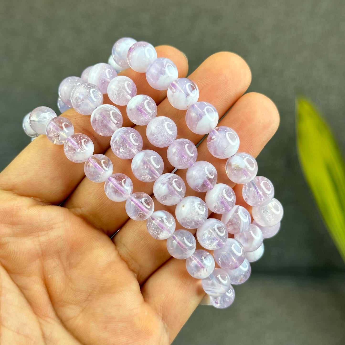 Natural Lavender Moon Quartz with White Inclusions Bracelet