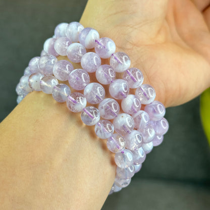 Natural Lavender Moon Quartz with White Inclusions Bracelet