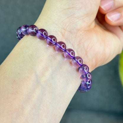 Natural Clear Amethyst Bracelet Size 8 mm