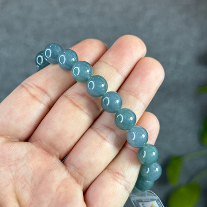 Bracelet en jade jadéite vert d'eau naturelle taille 10 mm