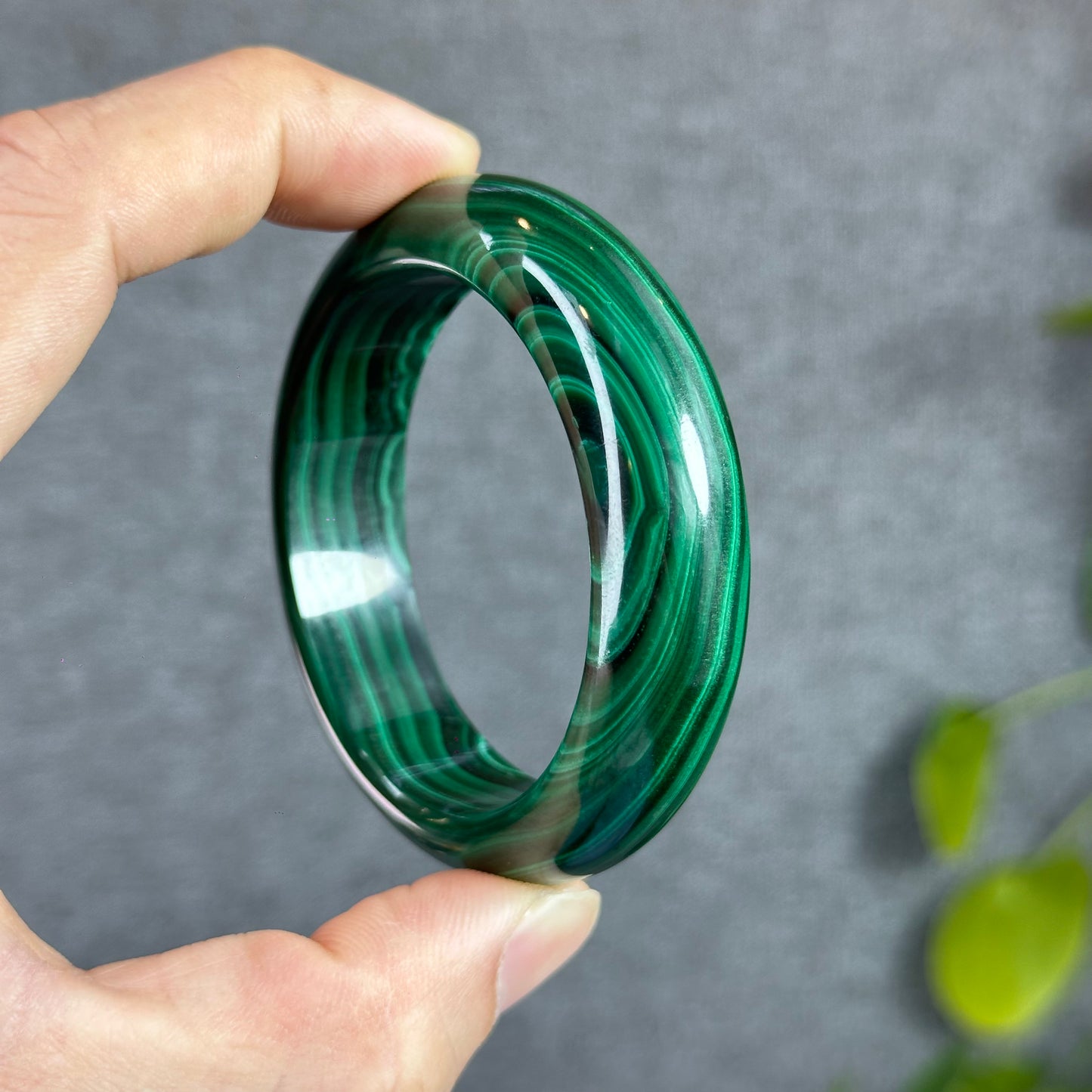 Natural Malachite Bangle Leaf Style Size 51 mm
