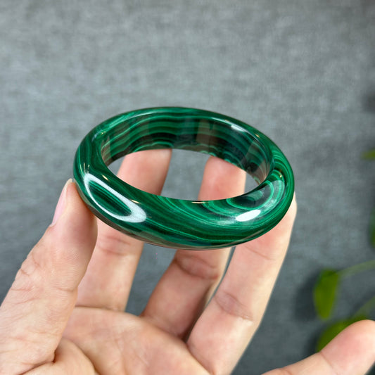 Natural Malachite Bangle Leaf Style Size 51 mm