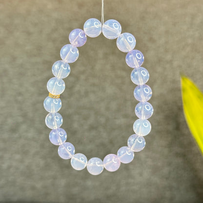 Natural Lavendar Moon Quartz Bracelet with Silver Gold Platted Spacer Size 9.5 mm