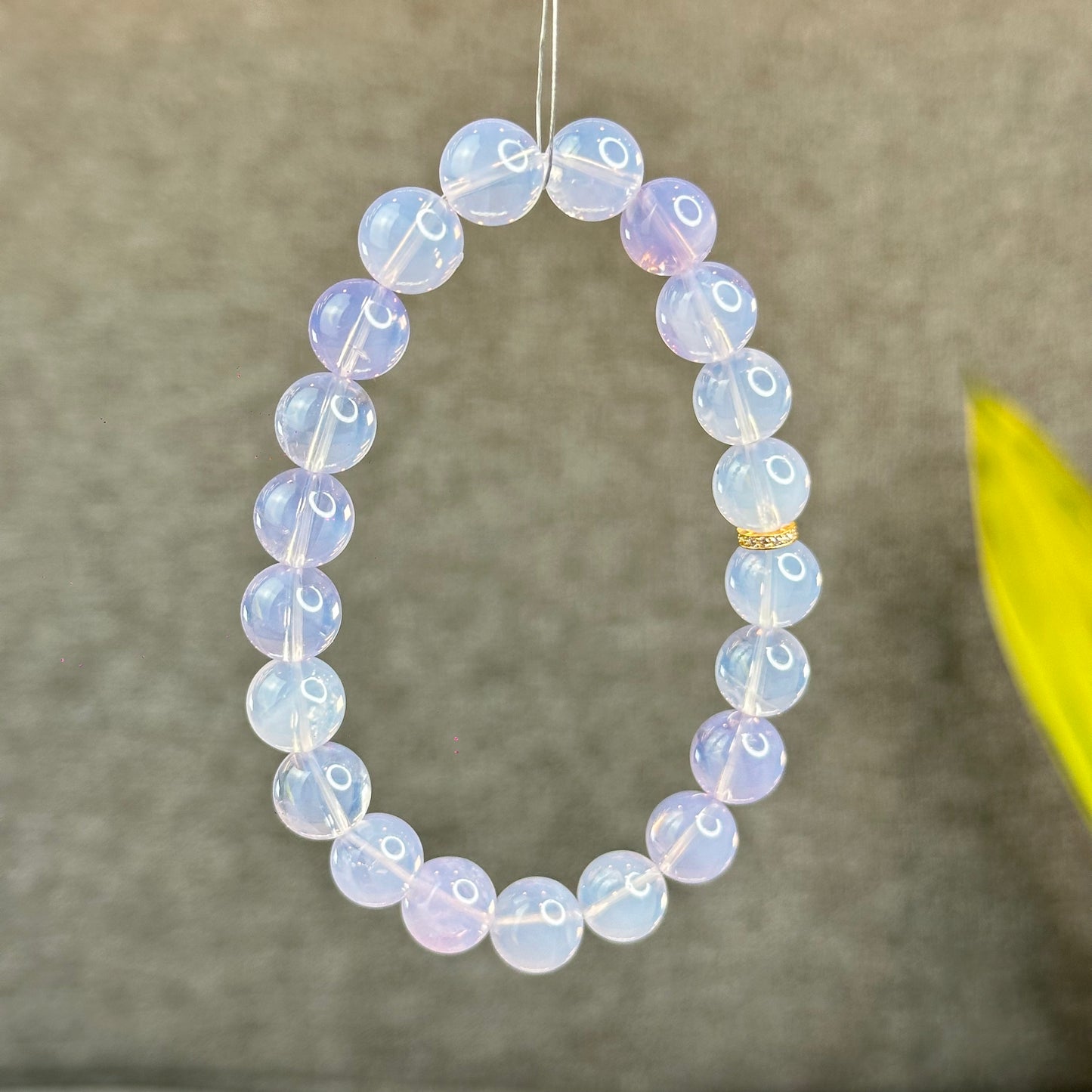 Natural Lavendar Moon Quartz Bracelet with Silver Gold Platted Spacer Size 9.5 mm