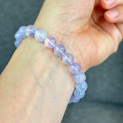 Natural Lavendar Moon Quartz Bracelet with Silver Gold Platted Spacer Size 9.5 mm