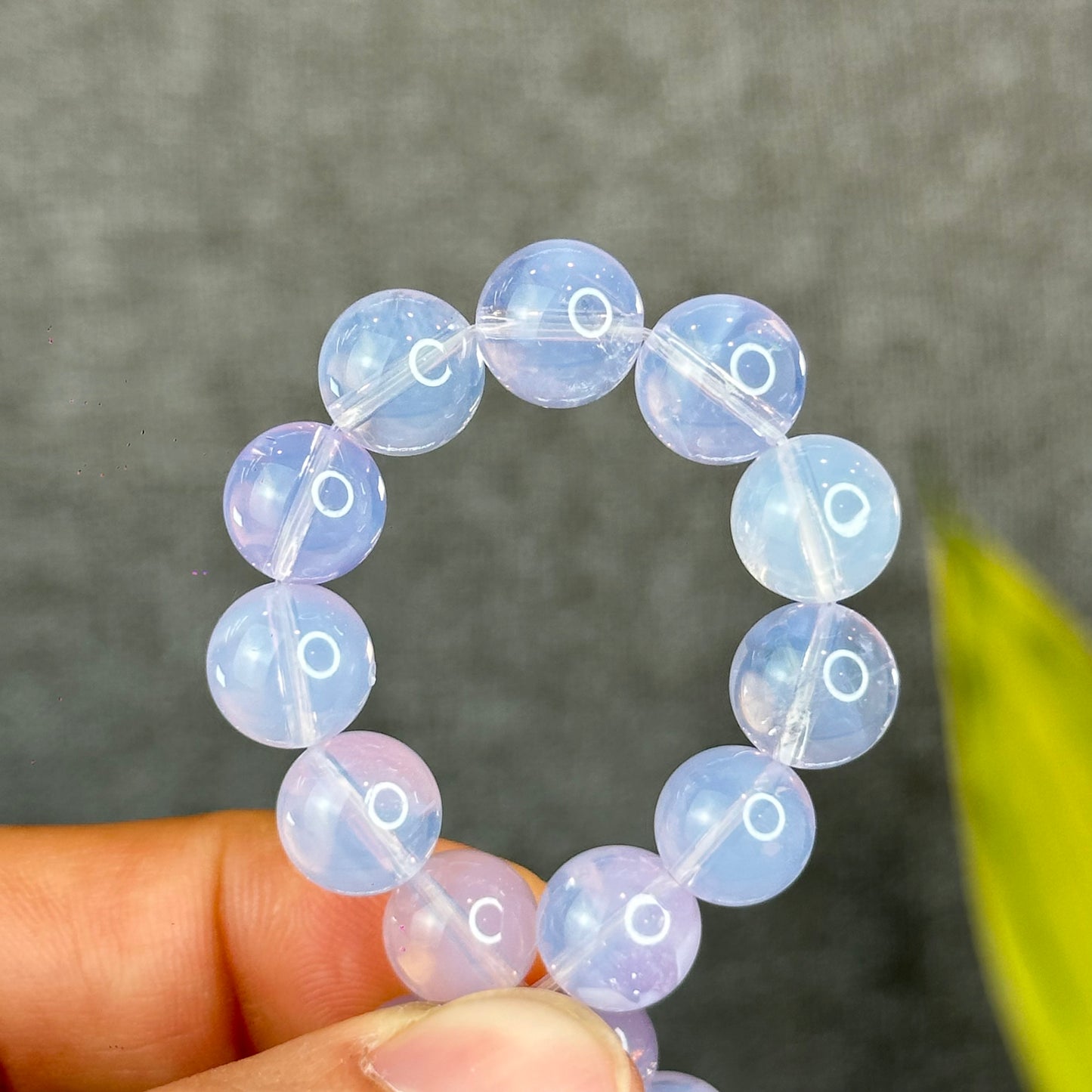 Natural Lavendar Moon Quartz Bracelet with Silver Gold Platted Spacer Size 9.5 mm