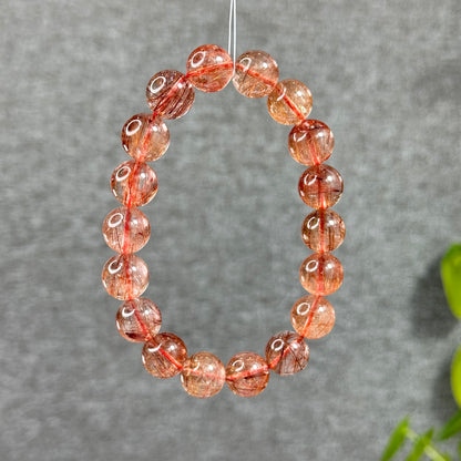 Natural Red Rutilated Quartz Bracelet Size 11-12  mm