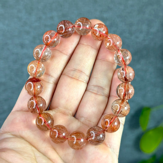 Natural Red Rutilated Quartz Bracelet Size 11-12  mm