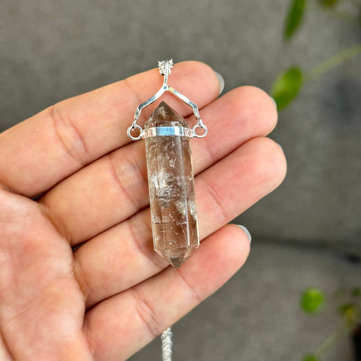 Natural Double-ended Smokey Quartz Pendant