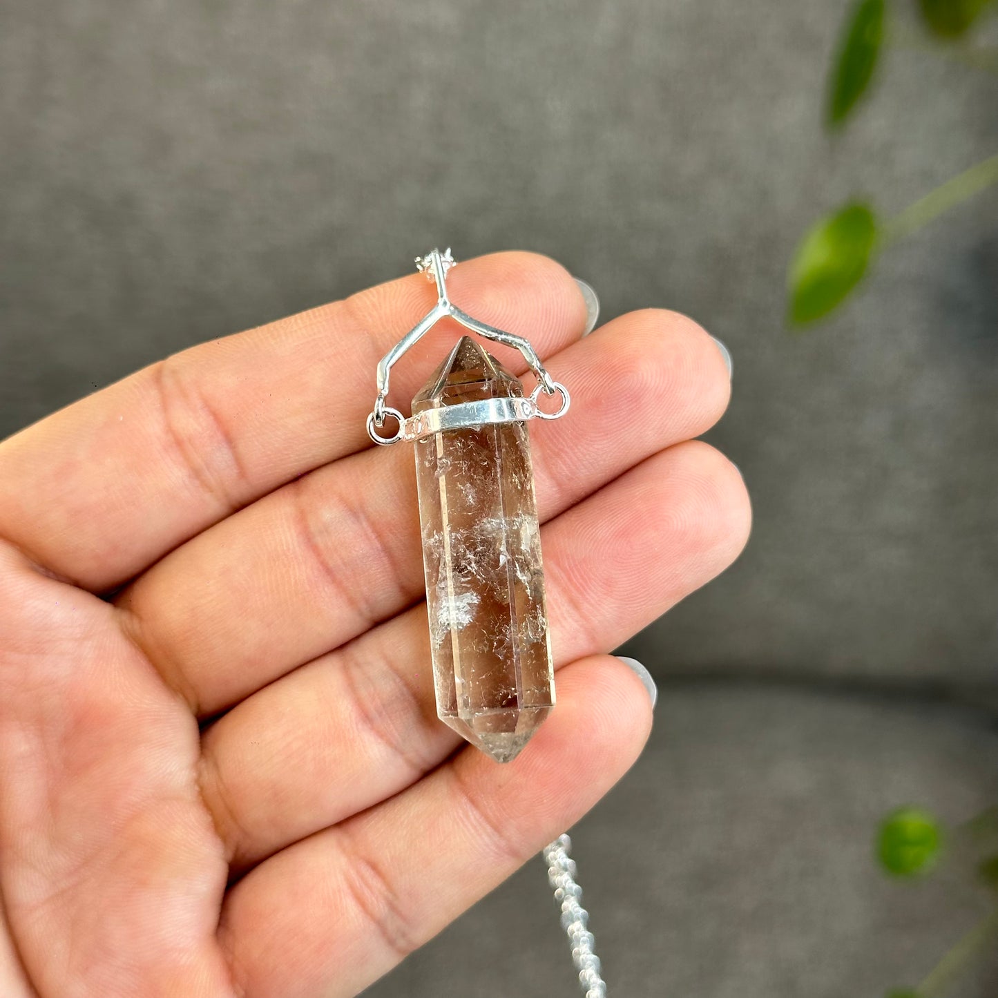 Natural Double-ended Smokey Quartz Pendant