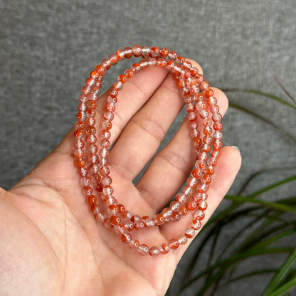 Natural Nan Hong Agate 108 Bead Triple Wrap Bracelet Bead Size 5 m