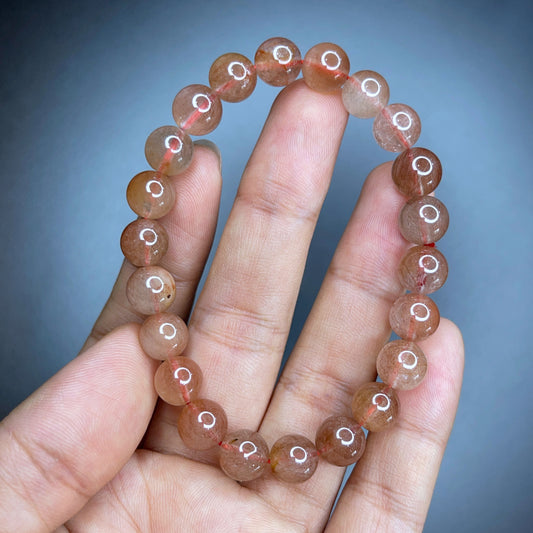 Pink Rutilated Quartz Bracelet Size 8 mm