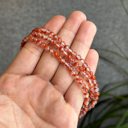 Natural Nan Hong Agate 108 Bead Triple Wrap Bracelet Bead Size 5 m