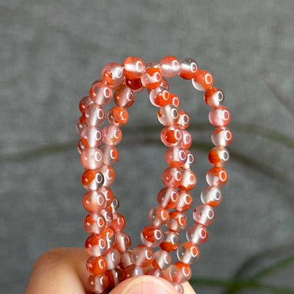 Natural Nan Hong Agate 108 Bead Triple Wrap Bracelet Bead Size 5 m