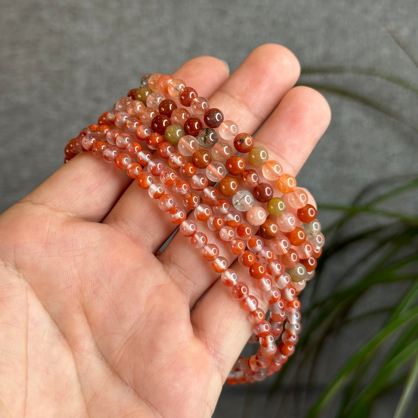Natural Nan Hong Agate 108 Bead Triple Wrap Bracelet Bead Size 5 m