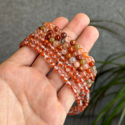 Natural Nan Hong Agate 108 Bead Triple Wrap Bracelet Bead Size 5 m