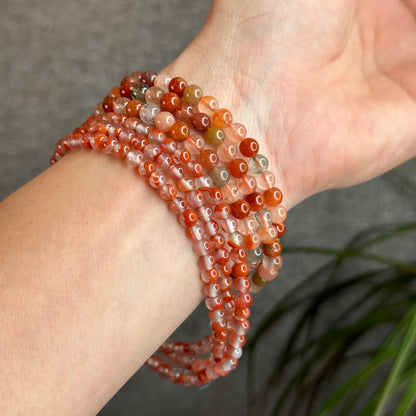 Natural Nan Hong Agate 108 Bead Triple Wrap Bracelet Bead Size 5 m