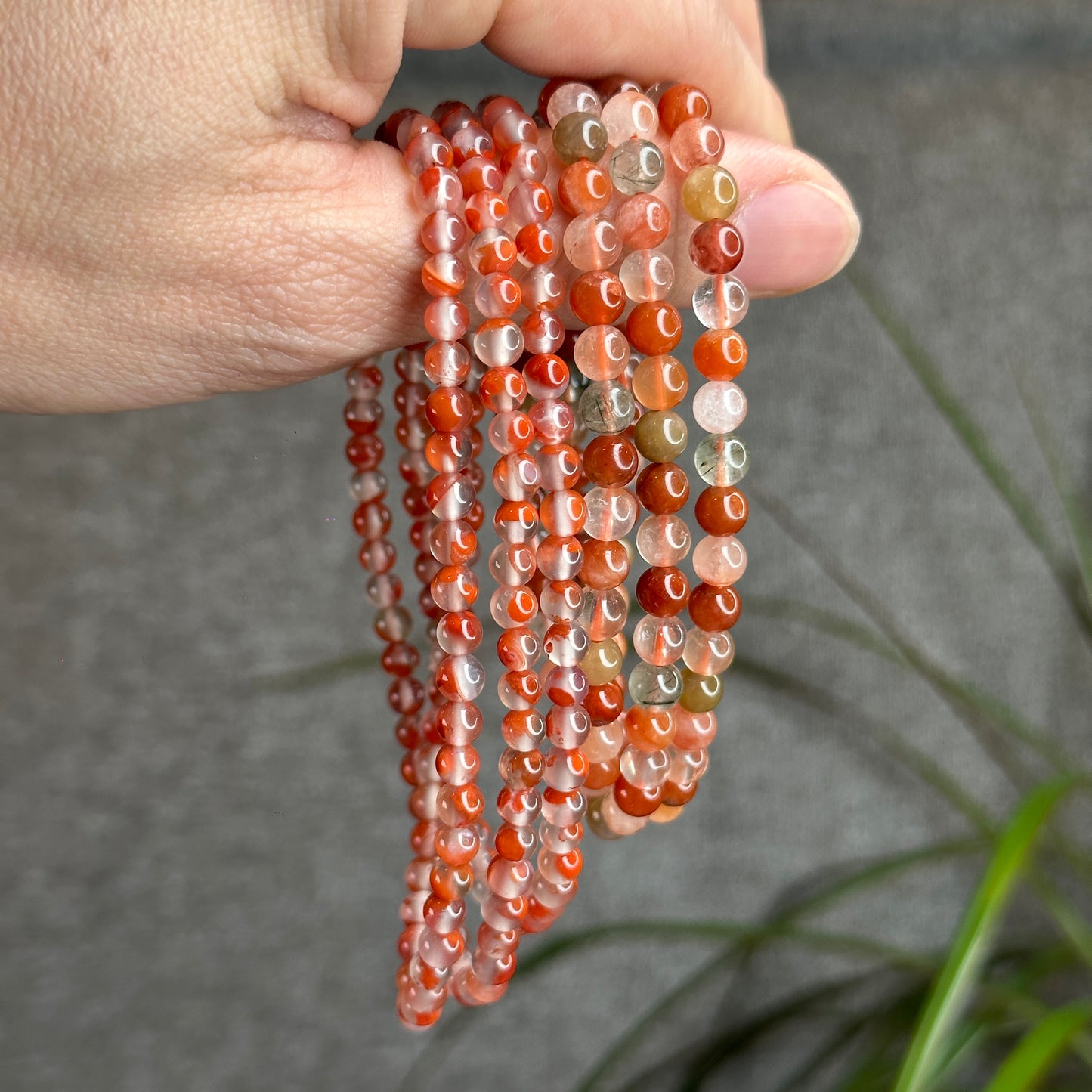 Natural Nan Hong Agate 108 Bead Triple Wrap Bracelet Bead Size 5 m