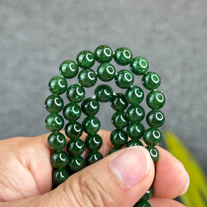 Natural Nephrite Jade Triple Wrap (108 Bead) Bracelet Size 7 mm