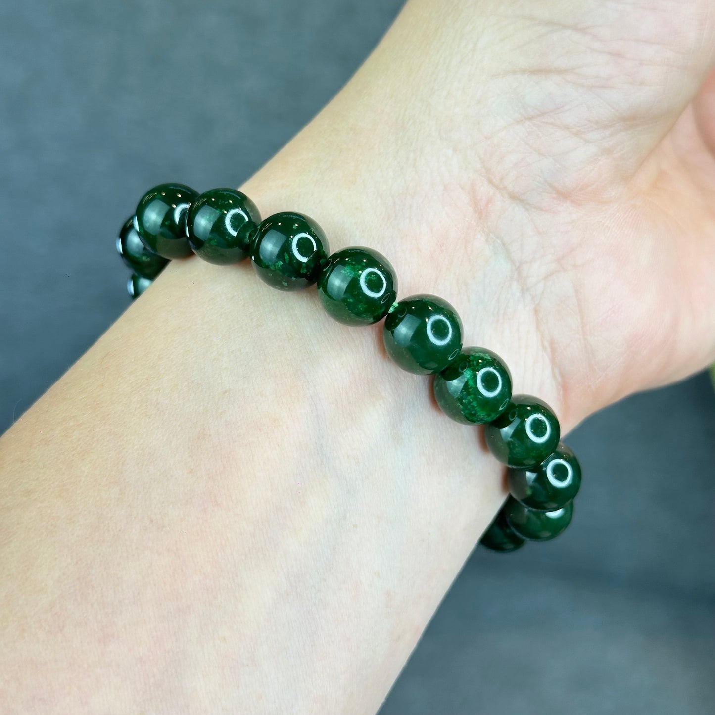 Natural Nephrite Jade Bracelet Size 10 mm - High Quality