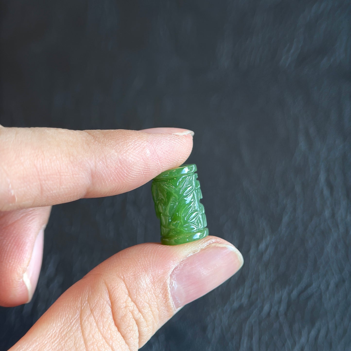 Bamboo Carved Natural Lu Thong Nephrite Jade Pendant