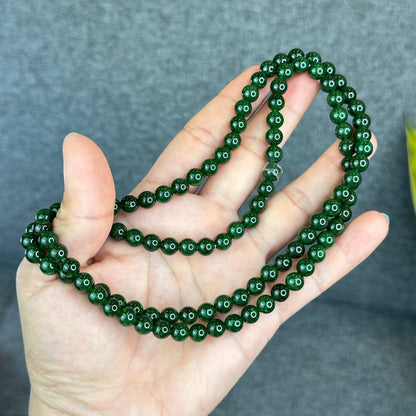 Natural Nephrite Jade Triple Wrap (108 Bead) Bracelet Size 7 mm