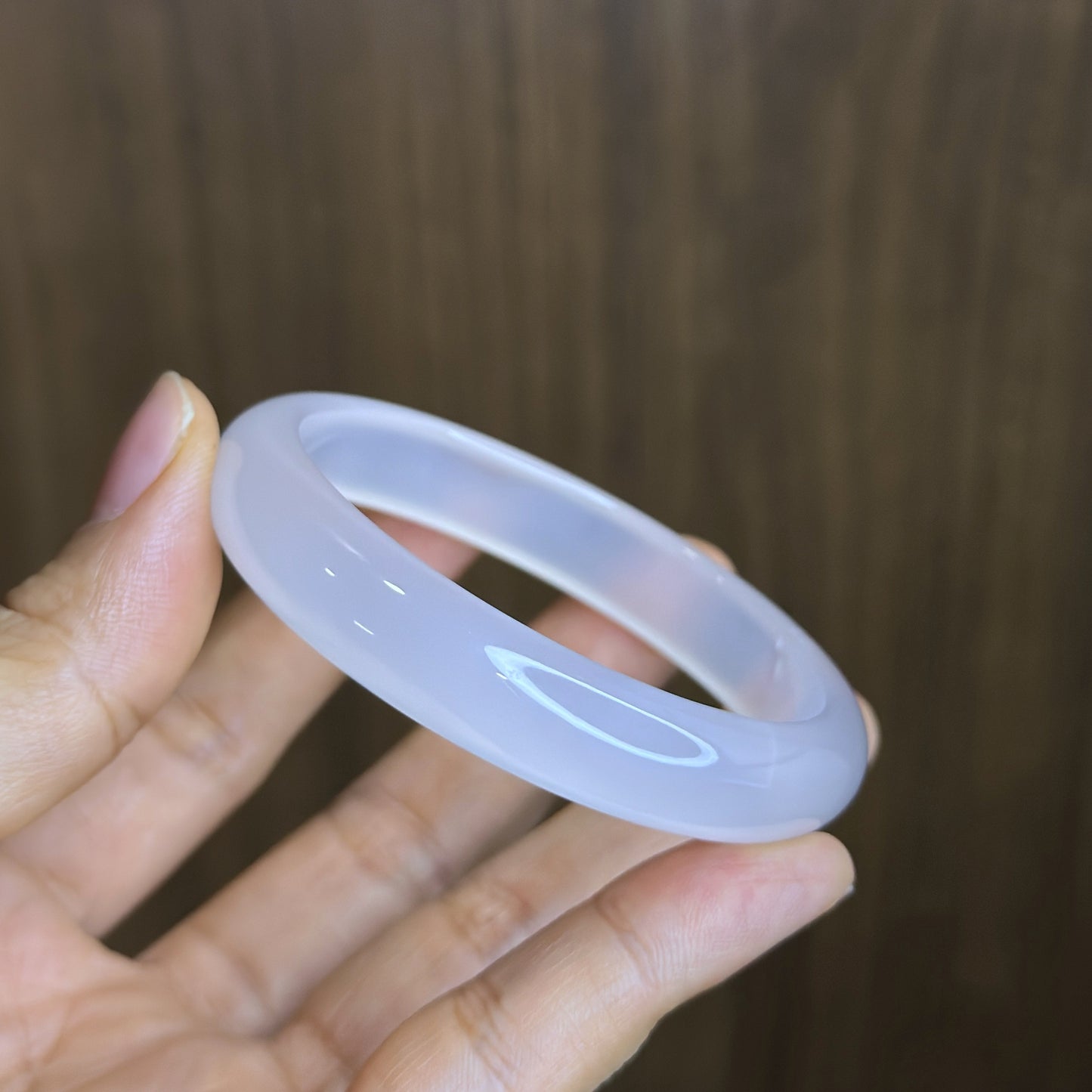 White Agate Bangle Leaf Style Size 55 mm