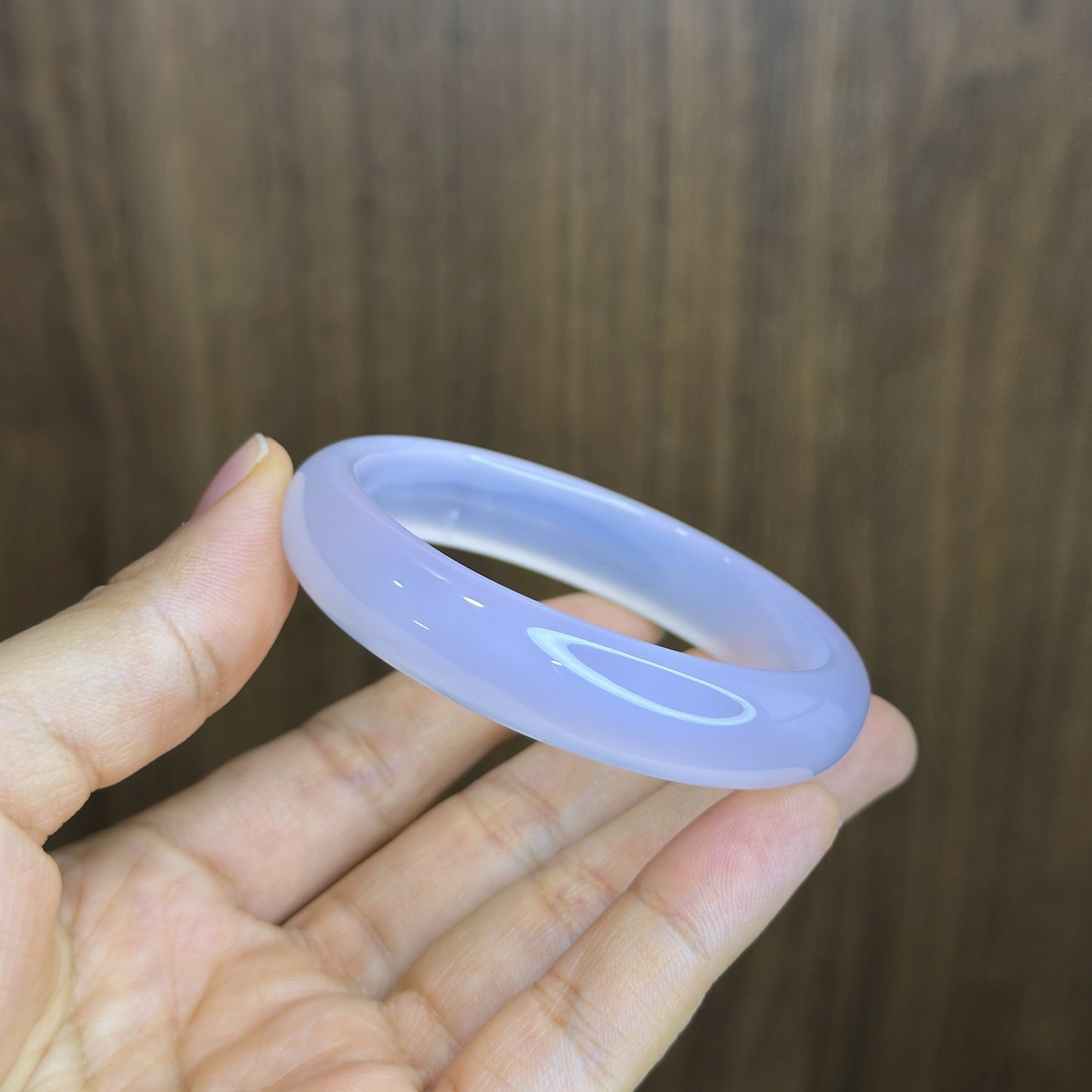 Clear Agate Bangle Leaf Style Size 55 mm