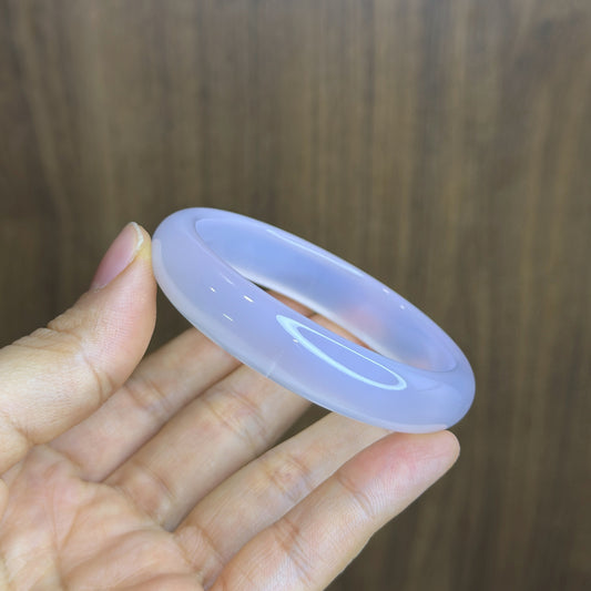 Clear Agate Bangle Leaf Style Size 55 mm