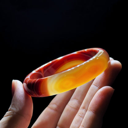 Red Agate Bangle Leaf Style Size 56 mm