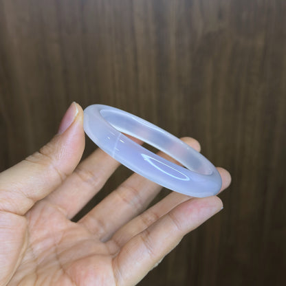 Clear Agate Bangle Leaf Style Size 57 mm