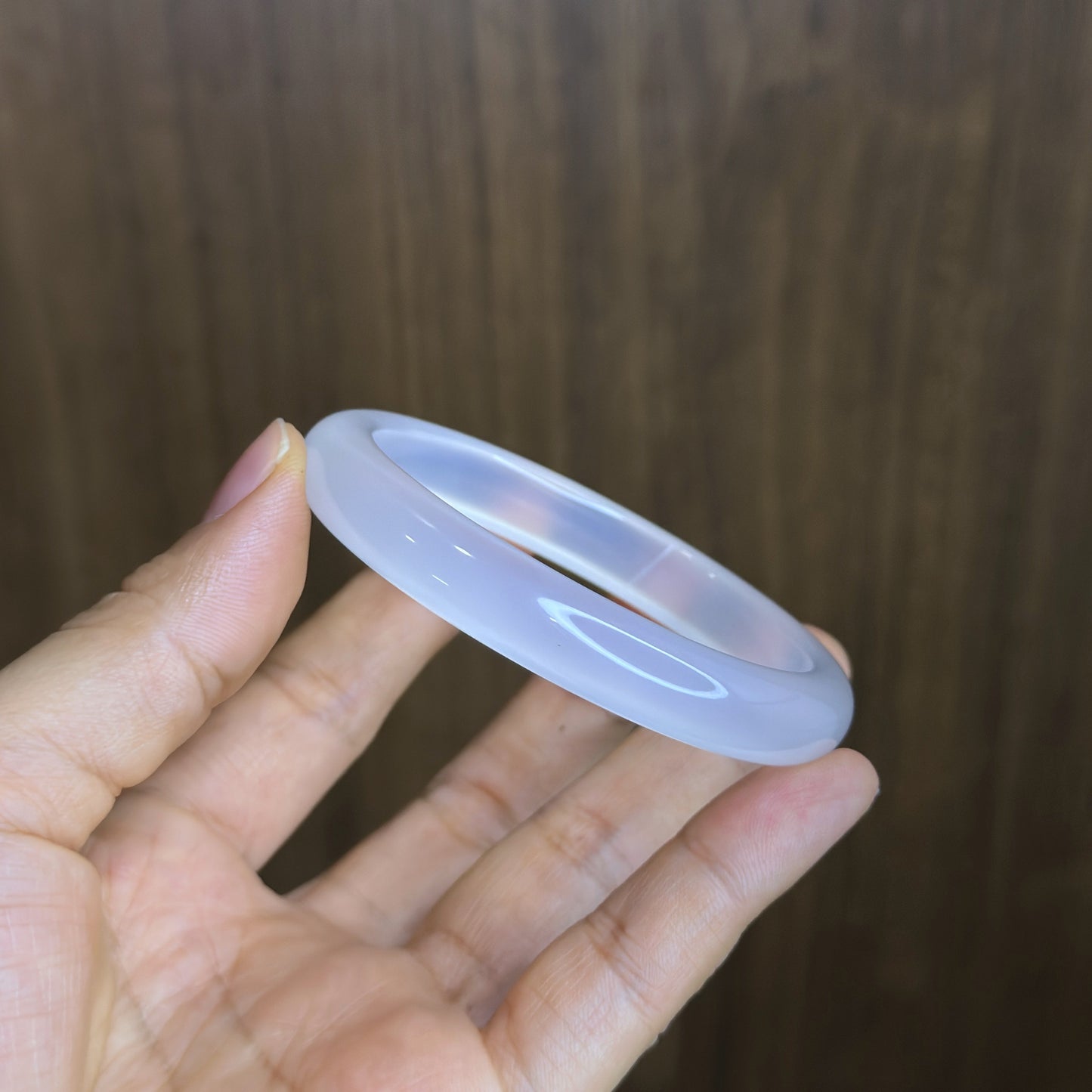 Clear Agate Bangle Leaf Style Size 57 mm