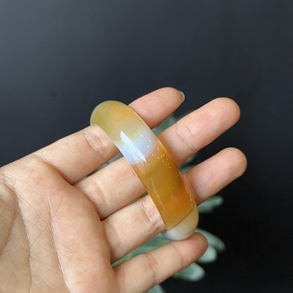Natural Agate Bangle Leaf Style Size 60 mm
